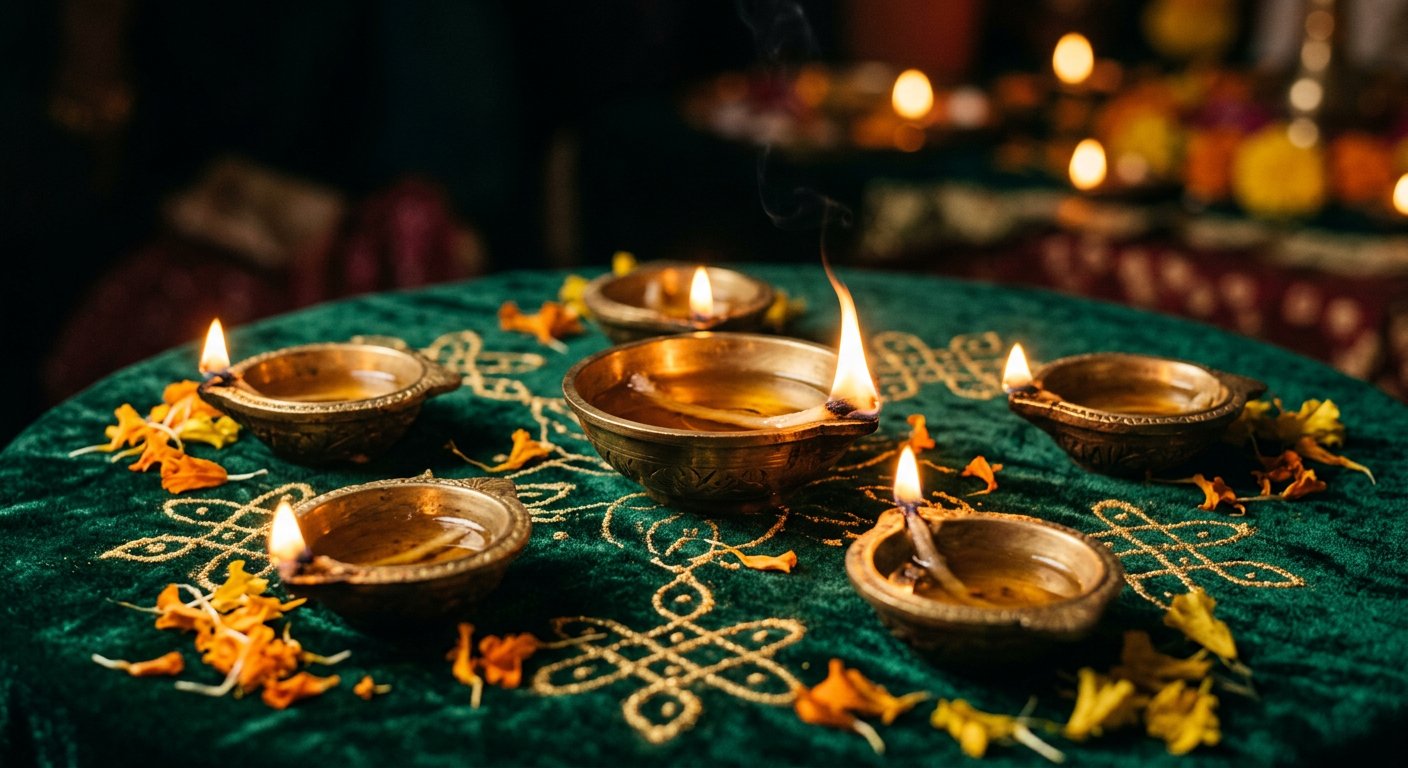 Diya lamps celebrating Brahmin heritage