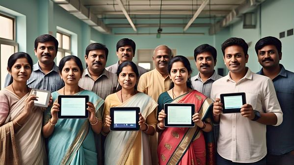 An MDIF volunteer helping a citizen learn to use digital services