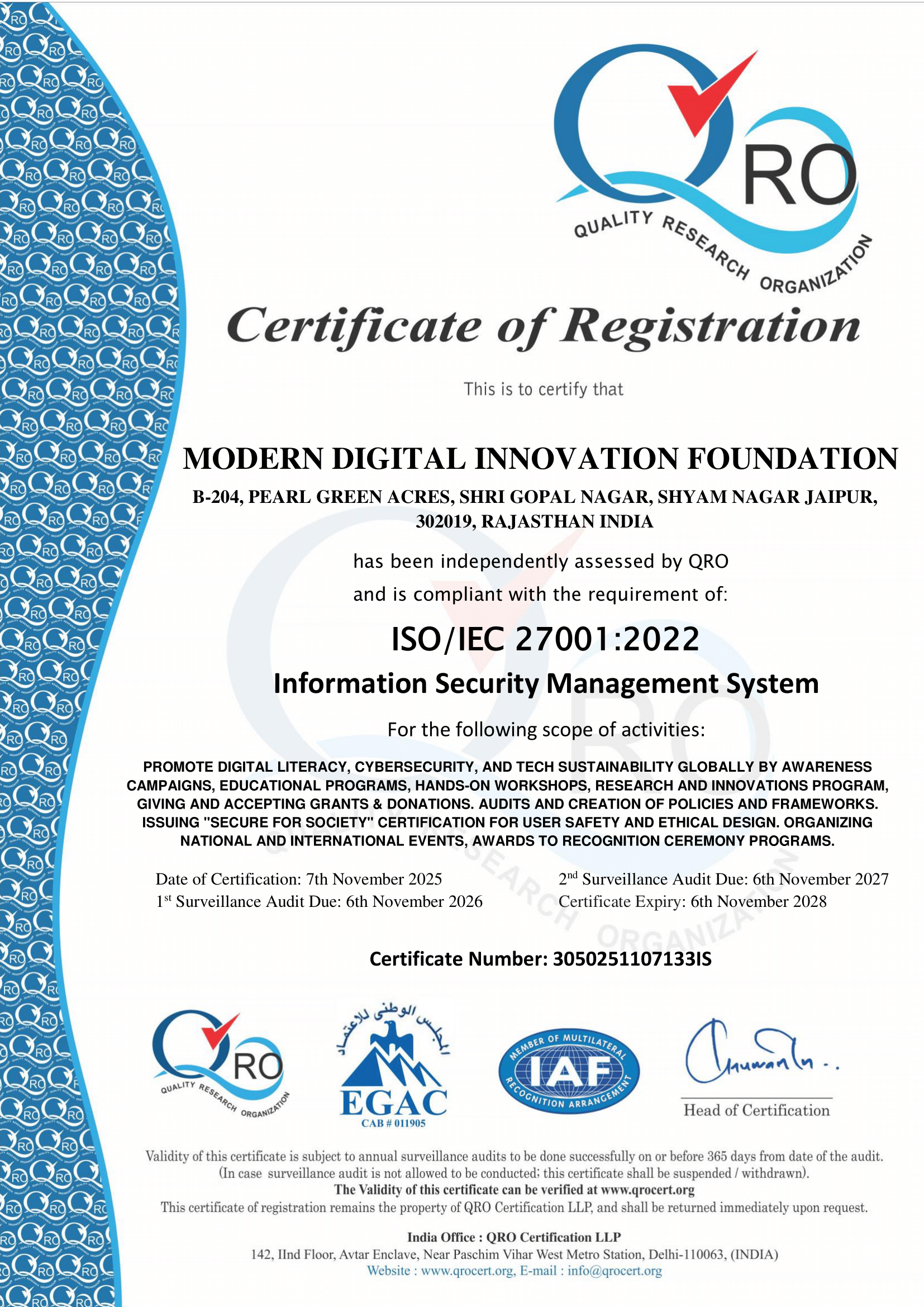 ISO/IEC 27001:2022 Certificate
